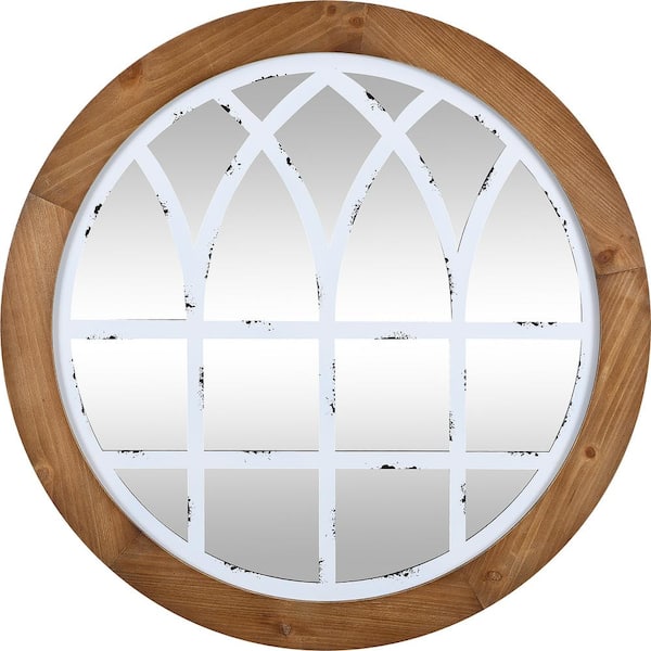 FirsTime & Co. Medium Round Rustic Brown Contemporary Mirror (30 in. H x 1.1 in. W)