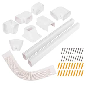 4 in. PVC Decorative Mini Split Line Set Cover with Flexible Duct and Straight Duct