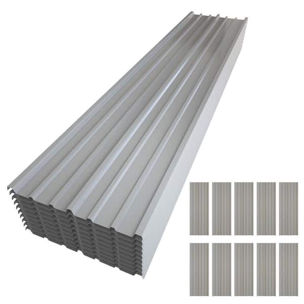 8.1 ft.. x 8.1 ft.. Corrugated 29-Gauge Galvanized Steel Roof Panel in Silver (10-Pack)
