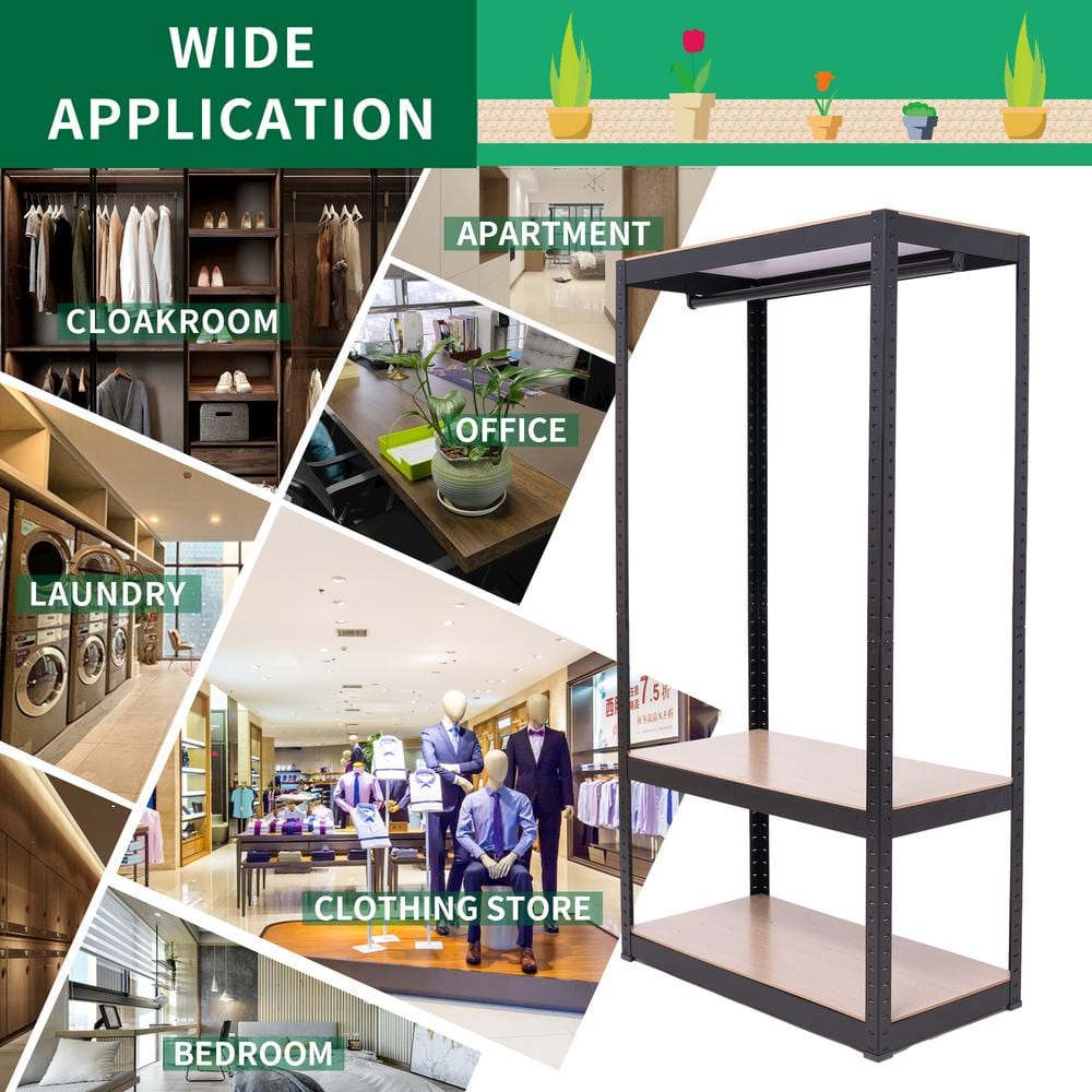 Black Heavy Duty Portable Wire Closet Organizer with Adjustable Shelves