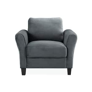 Wesley Microfiber Chair with Rolled Arm in Dark Grey