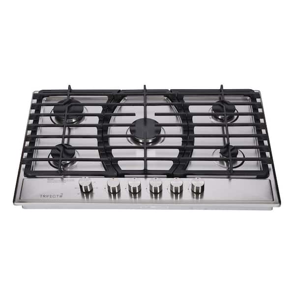 JEREMY CASS LD 30 in. 5 Burners Recessed Gas Cooktop in Stainless Steel with Continuous Grates