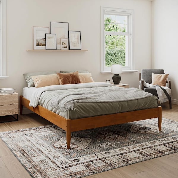 AFI Key West Basic Light Toffee Natural Bronze Solid Wood Frame Queen Platform Bed