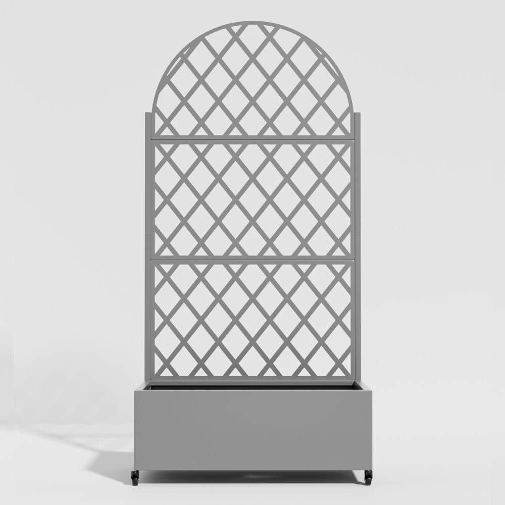 "73"" H x 35"" W Gray Metal Planter Box with Galvanized Steel Arched Trellis Raised Garden Bed" price history on PriceWatchPro