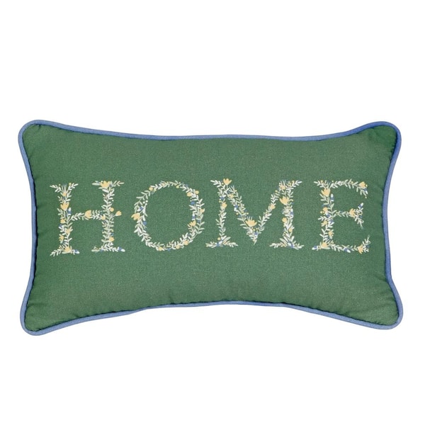 Home Flowers Lumbar Outdoor Throw Pillow