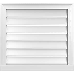 26 in. x 24 in. Vertical Surface Mount PVC Gable Vent: Functional with Brickmould Sill Frame