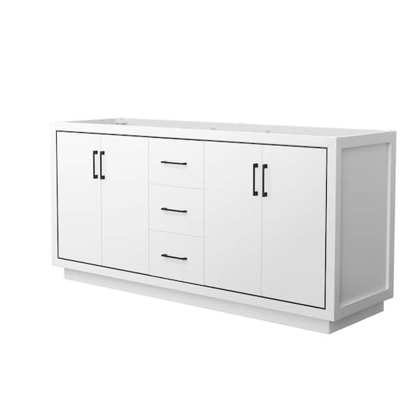 Wyndham Collection Icon 71 in. W x 21.75 in. D x 34.25 in. H Double Bath Vanity Cabinet without Top in White