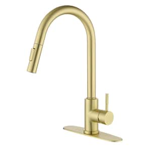 Touch Single Handle Pull Down Sprayer Kitchen Faucet in Gold