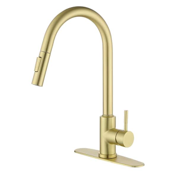 Lukvuzo Touch Single Handle Pull Down Sprayer Kitchen Faucet in Gold