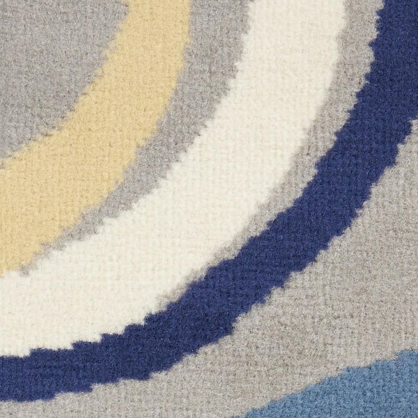 3 ft. x 5 ft. Gray and Blue Geometric Power Loom Area Rug