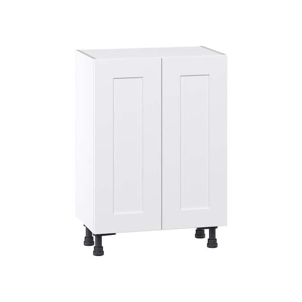 J COLLECTION Wallace Painted Warm White Shaker Assembled Shallow Base Kitchen Cabinet with Door (24 in. W x 34.5 in. H x 14 in. D)