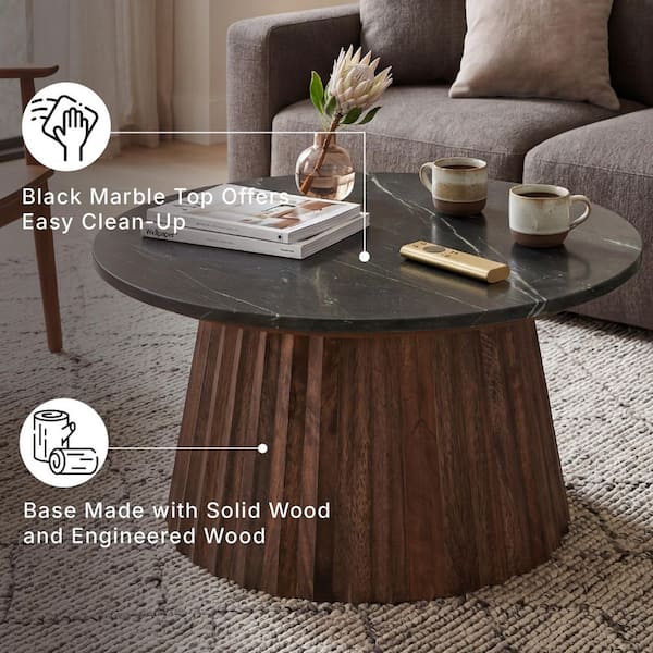 Signature DESIGN BY ASHLEY Ceilby 26 in. Black/Brown Round Marble