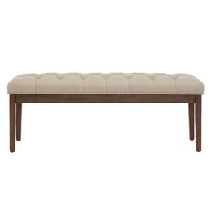 52 in. Brown Beige Premium Tufted Reclaimed Upholstered Bench