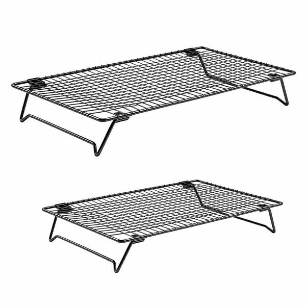 Metal Cooling Rack 2-Pack, Two Sizes 16.93 in x 11.02 in and 13.4 in x 9.4 in, Grid Design for Airflow
