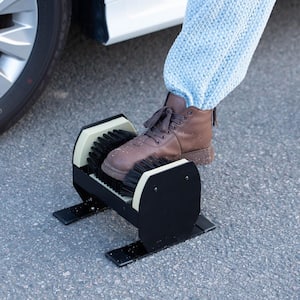 9.5 in. x 9 in. Metal Plastic Frame Shoe Cleaner and Boot Scraper, Portable or Floor-Mounted Brush Boot Tray, Deluxe