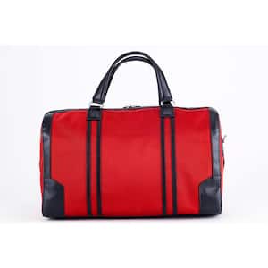 KINZIE, 12 in. Red Nylon with Leather Trim, 2-Tone, Tablet Overnight Carry-All Duffel (78196)
