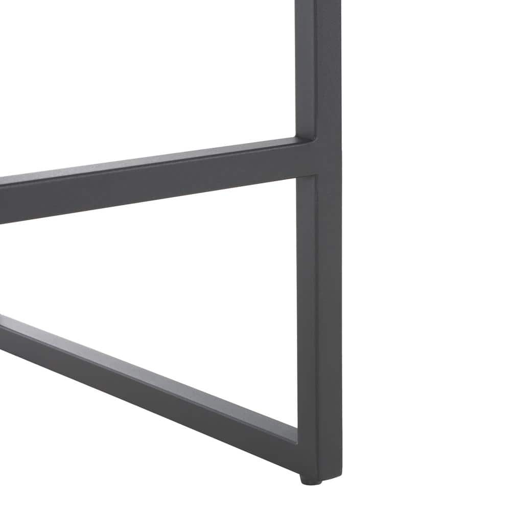Layne Black Leather and Metal Minimalist Counter Stool