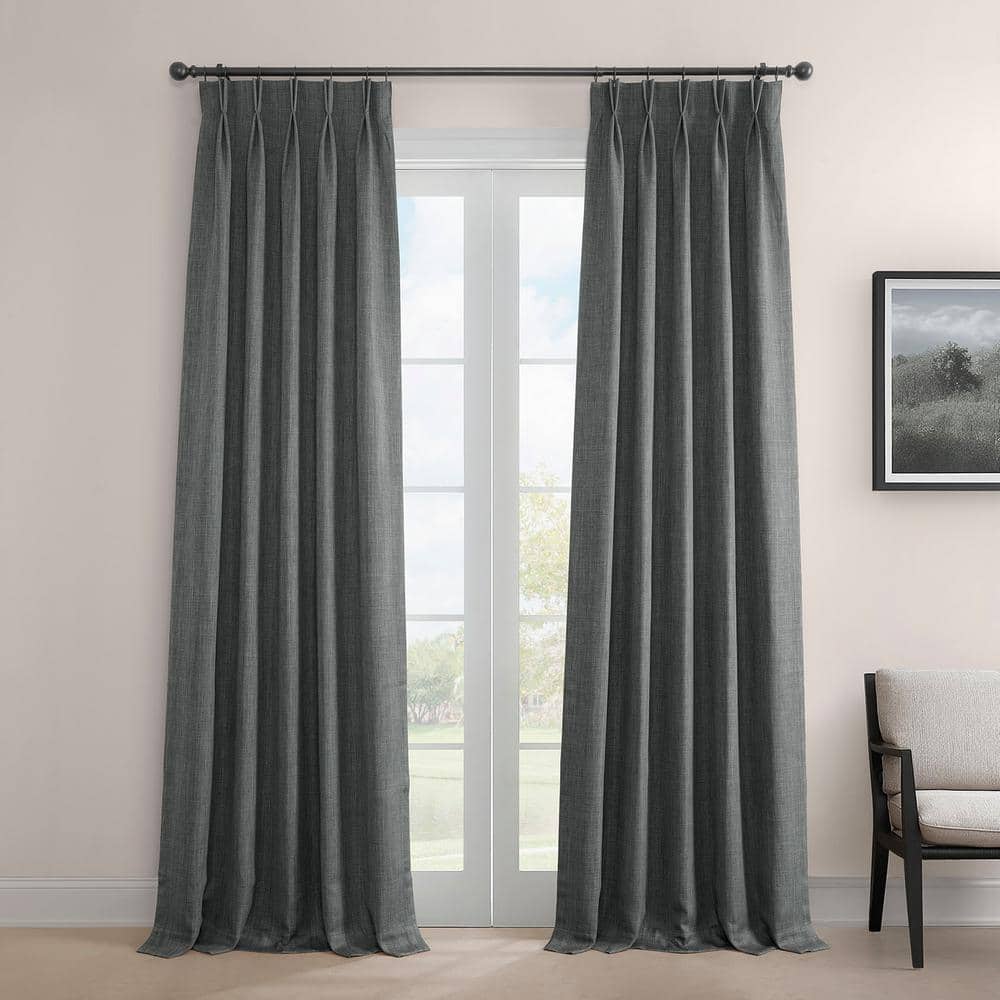 Exclusive Fabrics & Furnishings Dark Gravel Green Pinch Pleated