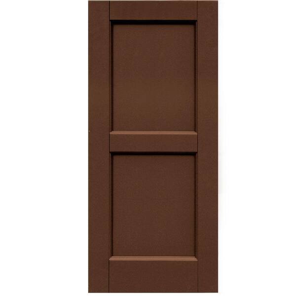 Winworks Wood Composite 15 in. x 34 in. Contemporary Flat Panel Shutters Pair #635 Federal Brown