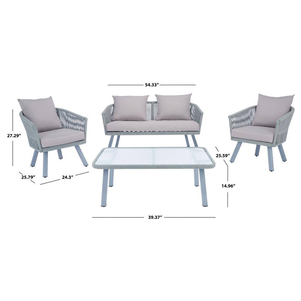Belmi Gray 4-Piece Rope and Wicker Outdoor Living Set