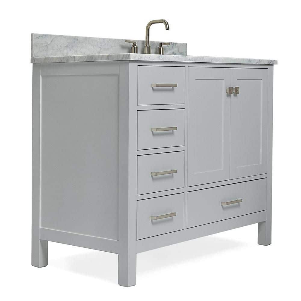 Cambridge 43" Gray Freestanding Vanity with White Marble Top