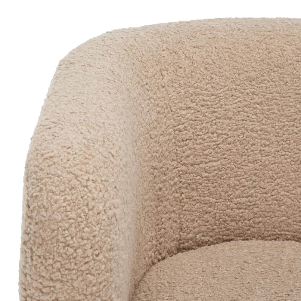 Elegant 30" Light Brown Faux Shearling Barrel Accent Chair