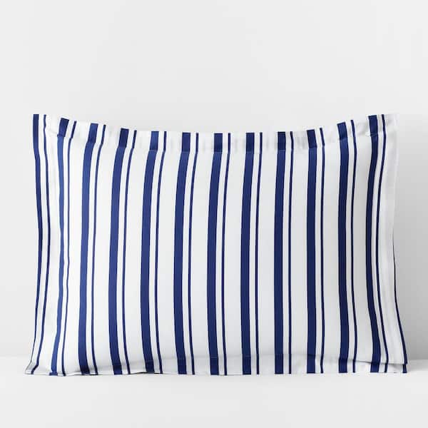 Company Kids by The Company Store Company Kids Stripe Blue Organic Cotton Percale Standard Sham