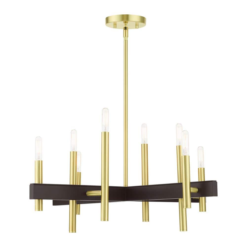 Denmark Satin Brass 8-Light Mid-Century Modern Chandelier
