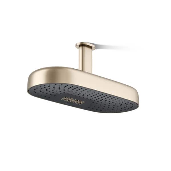 KOHLER Statement Oblong 2-Spray Patterns 2.5 GPM 18 in. Ceiling Mount Rainhead Fixed Shower Head in Vibrant Brushed Bronze