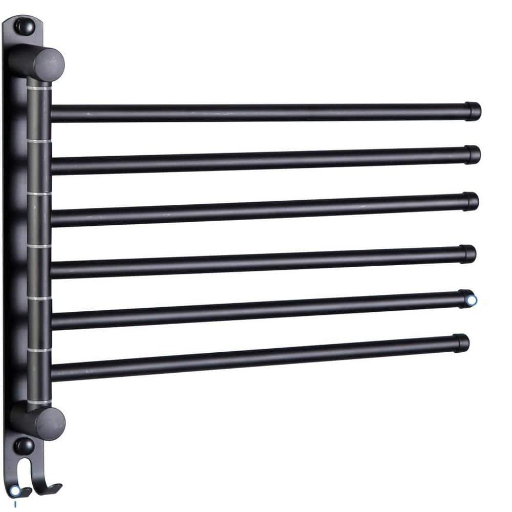 6-Arms Swivel Towel Rack Wall Mounted with 180° Rotation for Kitchen/Bathr