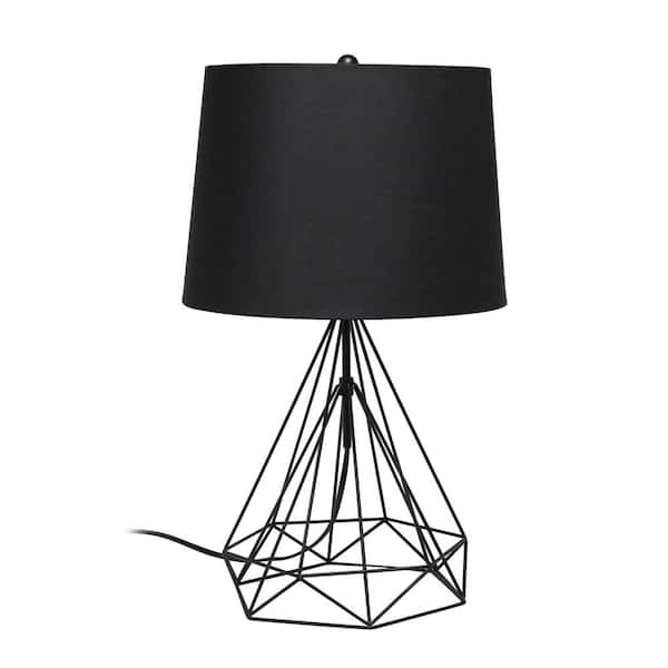 Elegant Designs 23.5 in. Black Matte Wired Metal Table Lamp