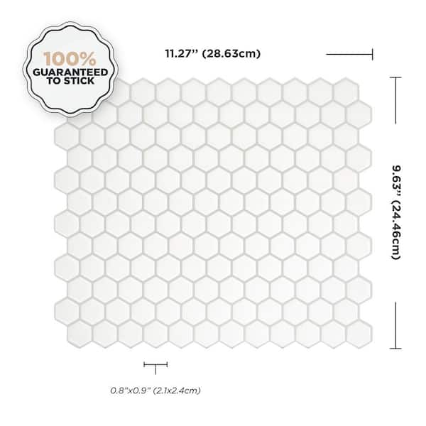 smart tiles Hexago White 11.27 in. x 9.63 in. Vinyl Peel and Stick 