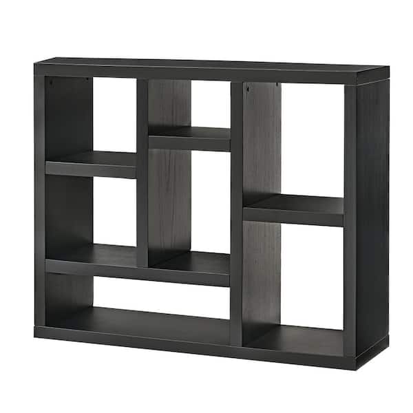 Unbranded 35.75 in. Tall Black Wood Open Shelf Bookcase Freestanding Display Bookshelf with 7 Cube Storage Spaces