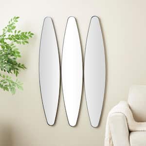 47 in. x 10 in. Elongated Oval Oval Framed Black Wall Mirror (Set of 3)