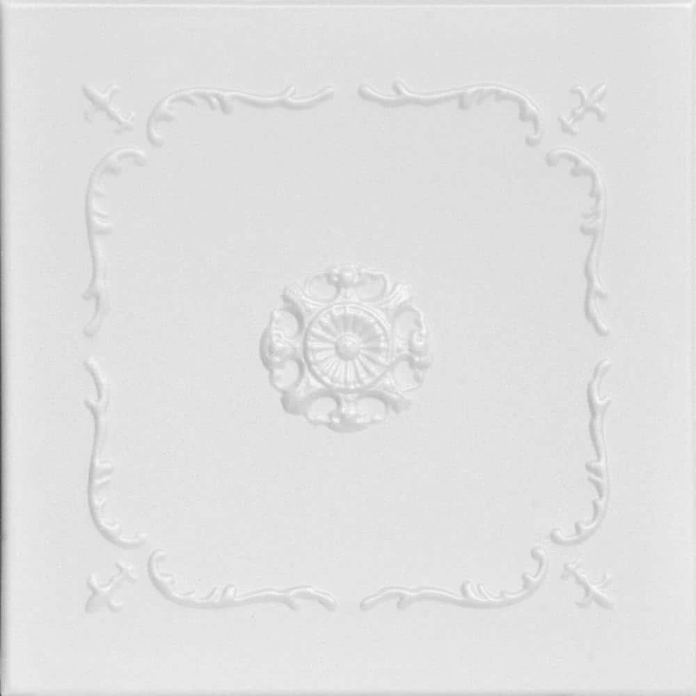 Bourbon Street Plain White 1.6 ft. x 1.6 ft. Decorative Foam Glue Up Ceilin