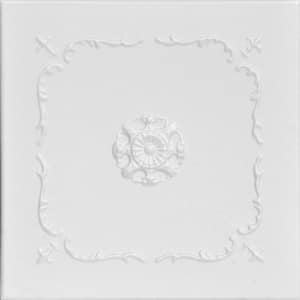 Bourbon Street Plain White 1.6 ft. x 1.6 ft. Decorative Foam Glue Up Ceiling Tile (259.2 sq. ft./case)