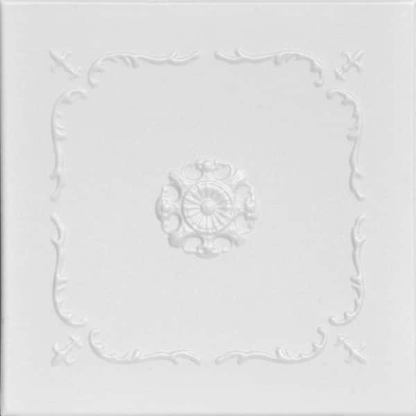 A La Maison Ceilings Bourbon Street Plain White 1.6 ft. x 1.6 ft. Decorative Foam Glue Up Ceiling Tile (259.2 sq. ft./case)