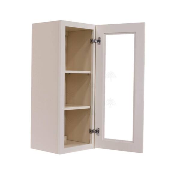 LIFEART CABINETRY Princeton Assembled 18 in. x 30 in. x 12 in. Wall Mullion Door Cabinet with 1 Door 2 Shelves in Creamy White Glazed
