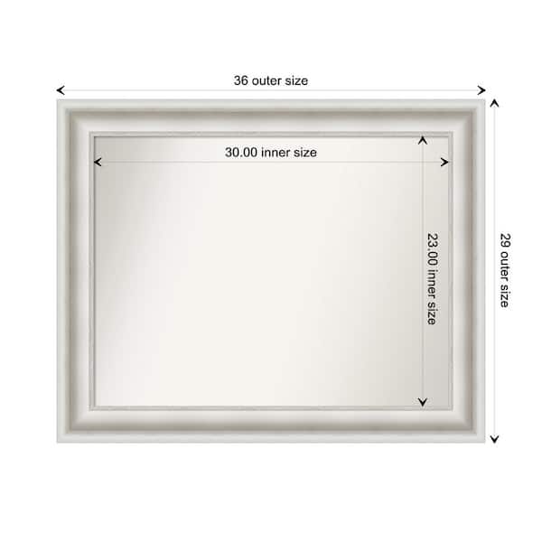 Amanti Art Parlor White 35.5 in. W x 28.5 in. H Custom Non-Beveled Recycled Polystyrene Framed Bathroom Vanity Wall Mirror