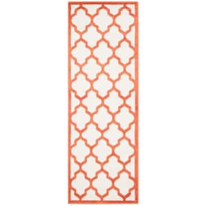 Amherst Beige/Orange 2 ft. x 11 ft. Geometric Trellis Runner Rug