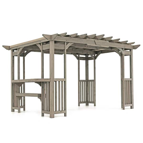 Yardistry 10 ft. x 14 ft. Madison Pergola with Timber Gray Cedar Wood