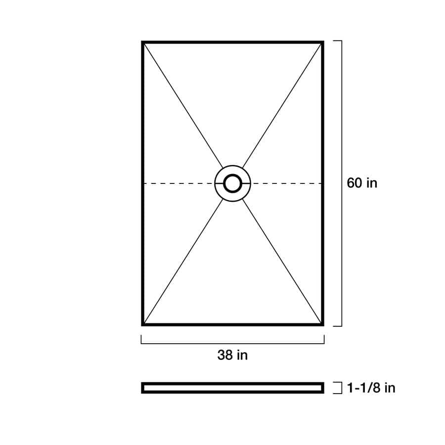 Polystyrene 38" x 60" Center Drain Shower Tray