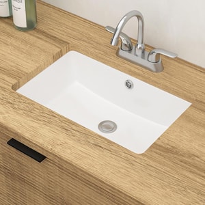 8.25 in . Ceramic Undermount Rectangular Bathroom Sink in White with Overflow