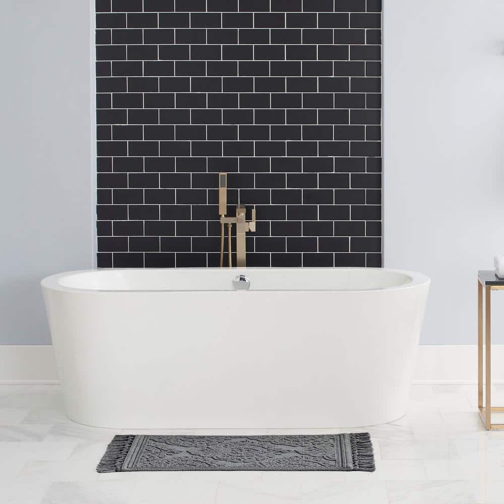Ricardo Dark Gray Cotton Fringe Bath Rug 21 x 41 in