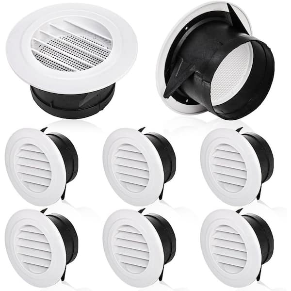 8-Pack Soffit Air Vent, 4 in. Round ABS Louver Vent Cover with Fly Screen Mesh for Bathroom, Kitchen, Garage, Plastic