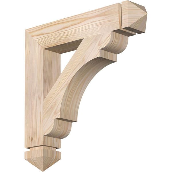 Ekena Millwork 3.5 in. x 20 in. x 20 in. Douglas Fir Olympic Arts and Crafts Smooth Bracket