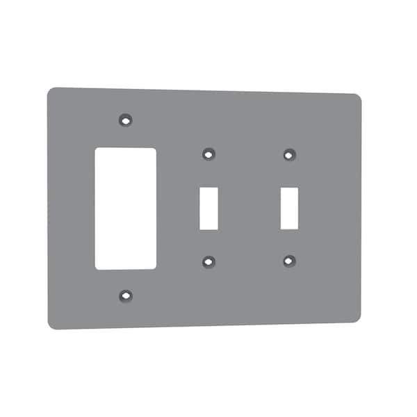 3-gang 2 toggle switch + deco Mid + wall plate Gray