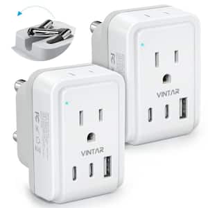 3.4 Amp. Grounded Plug Travel Adapter with 2 AC Outlets 3 USB Ports 2 USB C Travel Essentials for US to Africa (2-Pack)