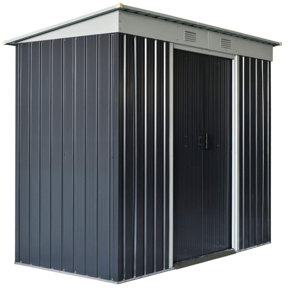 Outsunny 43.25 in. x 85.5 in. x 68.5 in. Black Garden Tool Storage 