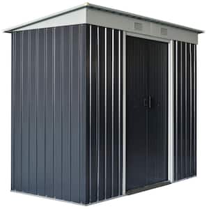 43.25 in. x 85.5 in. x 68.5 in. Black Garden Tool Storage Set with Locking Door and Air Vents